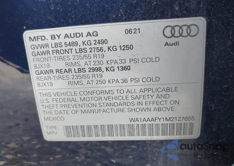 2021 Audi Q5 Premium 45 Tfsi Quattro S Tronic from USA, damaged, VIN WA1AAAFY1M2127655